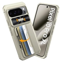 Titanium Gold Drop Proof Wallet Case for Google Pixel 10 Pro XL with Card Holder