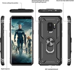 For Samsung Galaxy S9 Case with 3D Curved Screen Protector 2 Pack, Cover Stand