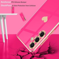 Samsung Galaxy S25 Plus Case for Women Girl Cute Love-Heart Luxury Bling Hot Pin