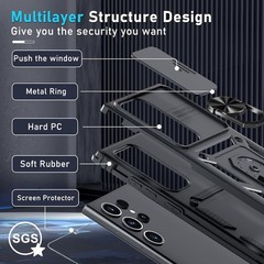 Samsung Galaxy S25 Ultra Case Built in Slide Camera Lens Cover + Screen Protecto