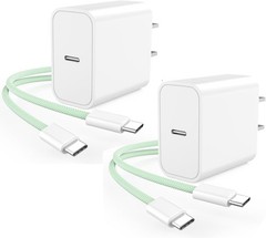 iPhone 17 16 15 Charger Fast Charging Nylon Braided iPad USB C Fast Charger 2 Pa