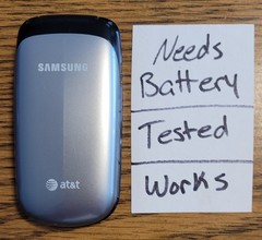 Samsung SGH-A107 – Silver and Black ( AT&T ) GSM Flip Phone – Works/Needs Batt