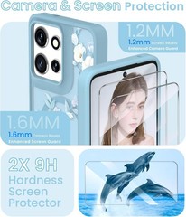 Motorola Moto G Power 5G 2025/2026 Floral Phone Case with 2X Screen Protector