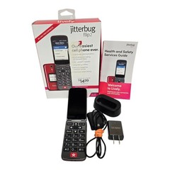 Lively Jitterbug Flip2 Cell Phone for Seniors Red TESTED WORKS FREE SHIPPING