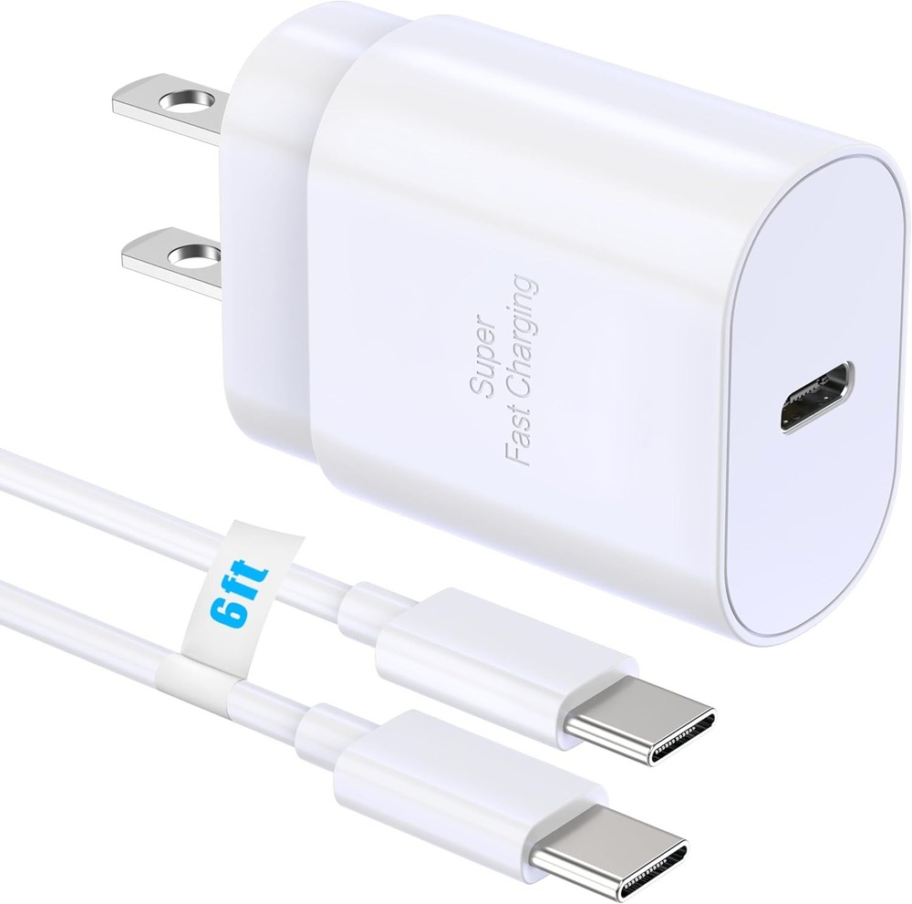 1 Pack 30W USB-C Super Fast Charger Wall Adapter for iPhone 17, 16, 15, 6ft Cabl