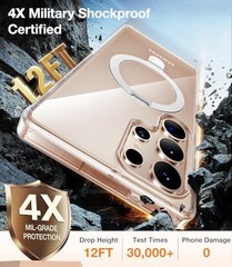 S25 Ultra Case with Built-in Stand, 4X Military Drop Tested, Slim Shockproof Cov