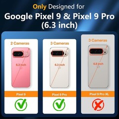 Slim Translucent Matte Back Case for Google Pixel 9/9 Pro, Magnetic, Pink, Milit