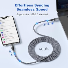 2-Pack 60W USB-C Fast Charger Adapter for iPhone 17 16 Pro 10ft