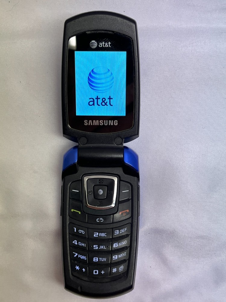 Vintage Samsung SGH-A167 Blue and Black AT&T Cellular Flip Phone Tested Working