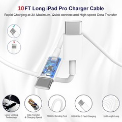 2 Pack 20W USB-C Fast Charger Wall Charger for iPhone 17/16 10FT Cable