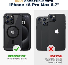 Designed for iPhone 15 Pro Max Case, Full Body Rugged with Anti-Scratch Screen P