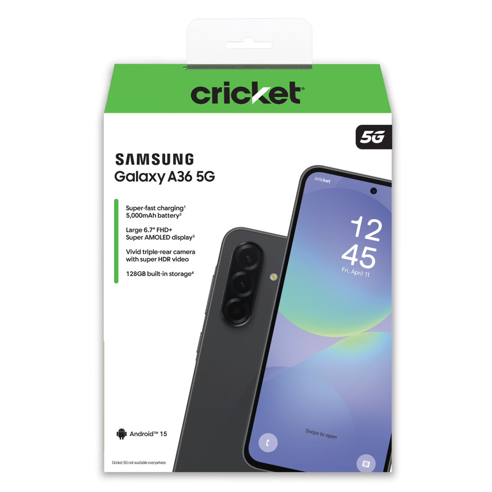 New Samsung Galaxy A36 5G 6GB RAM 128GB Cricket Wireless (Prepaid) Black