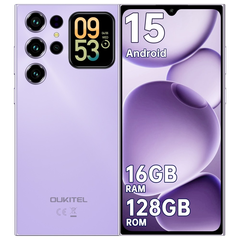 OUKITEL C62 Cell Phone 6.88″ Dual Screen 16GB+128GB 5150mAh Android 15 T-Mobile