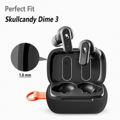Silicone Case for Skullcandy Dime 3, Protective Cover with Carabiner (Black)