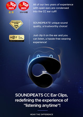 SoundPeats PearlClip Pro, Clip-on BT5.4 AI ENC Earbuds, 24Hrs Play Time,12mm,App