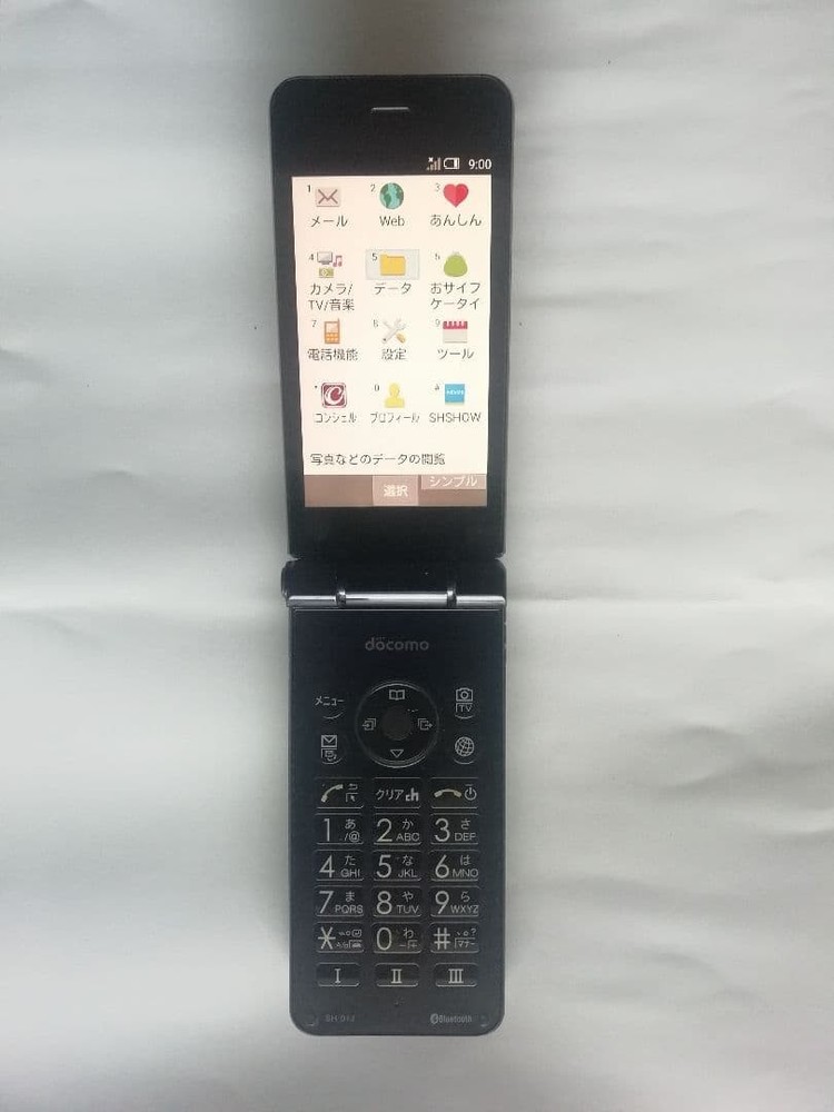 NTT Docomo 0650 Sim Free Sh-01J Blue Black 4G Galaho Japanese Flip phone Garake