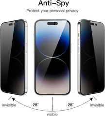 2-Pack Anti-Spy Tempered Glass Screen Protector & Camera Lens for iPhone 14 Pro