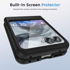 Slim Case for Motorola Razr 2024/2025/2026 with Belt Clip, Screen Protector, Bla