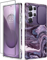 Case & Screen Protector for Samsung Galaxy S25 Ultra 6.9 Inch Shockproof Marble