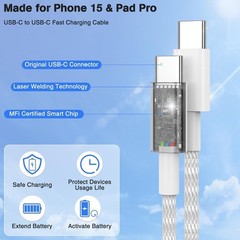 iPhone 17 16 Charger Fast Charging 20W USB C Charger Block 6FT Woven USB-C Cable