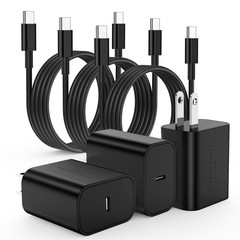 3-Pack 25W Fast Charging USB-C Block for Samsung Galaxy S24 Ultra with 6FT Cord