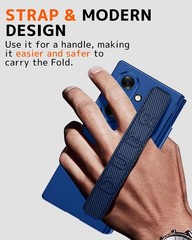 Wristband for Galaxy Z Fold 7 Phone Case with S Pen & Stylus Slot, Blue Shadow
