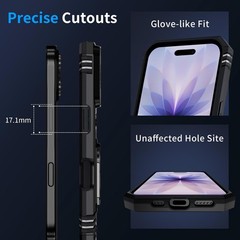 iPhone 17 Case with HD Screen Protector & Slide Camera Cover & Kickstand, Black