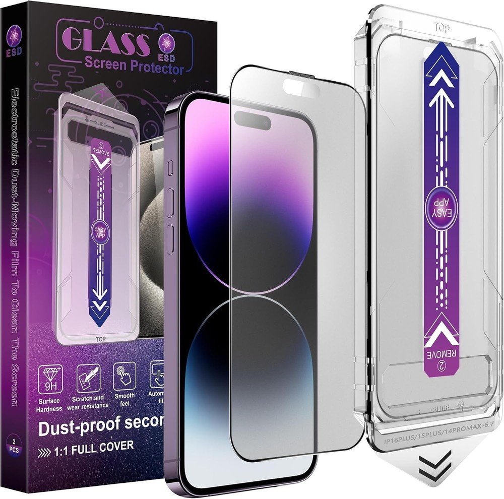 2PCS Matte Screen Protector for iPhone 16 Plus & iPhone 15 Plus 6.7 Inch No Bubb