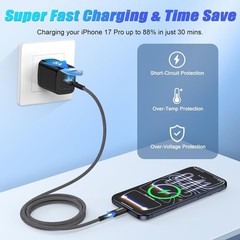 240W USB-C Fast Charger Cable for Samsung Galaxy S26, Pixel 10 Pro 10ft