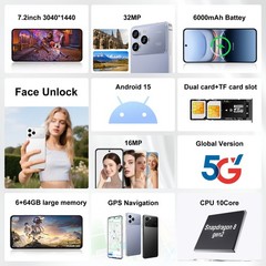 2026 G17 Pro Max 64G 5G Smartphone Unlocked Cell Phone Android Cheap Phone