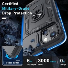 Case & Screen Protector for iPhone 15 Heavy Duty Shockproof Full Body Black