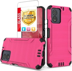 Boost Celero5G SC 2024 Case with Tempered Glass Screen Protector, Pink