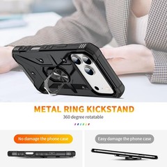 1. For iPhone 17 Pro Max Case, Kickstand, Heavy-Duty Magnet Car Mount, Black