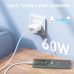3-Pack 60W USB-C Fast Charger Cable for iPhone 16/15, 6FT