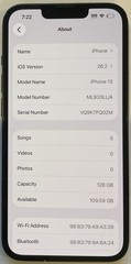 TESTED USED GSM UNLOCKED MIDNIGHT iPhone 13, 128GB A2482 ML933LL/A, 98% BATTERY