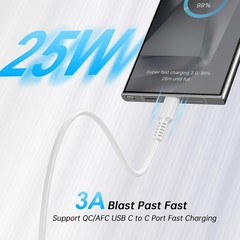 25W USB Type-C Fast Charger Block for Galaxy A27 5G/S26+/S24 Ultra 6FT