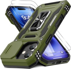 Case for iPhone 17 6.3-Inch with Slide Camera Cover + Screen Protector, Olive Gr