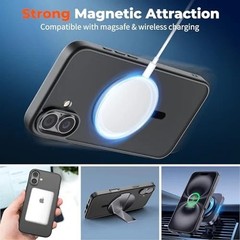 Magnetic for iPhone 16 Case, Translucent Matte Shockproof Anti-Scratch Black