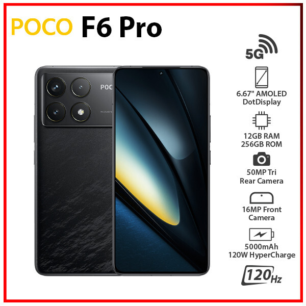 (Unlocked) Xiaomi POCO F6 Pro 5G BLACK 12GB+256GB Dual SIM Android Cell Phone