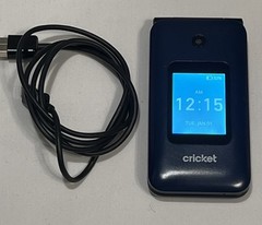 Alcatel U102AC Debut Flip Cricket Cell Phone Voice Dialing GOOD (Blue)