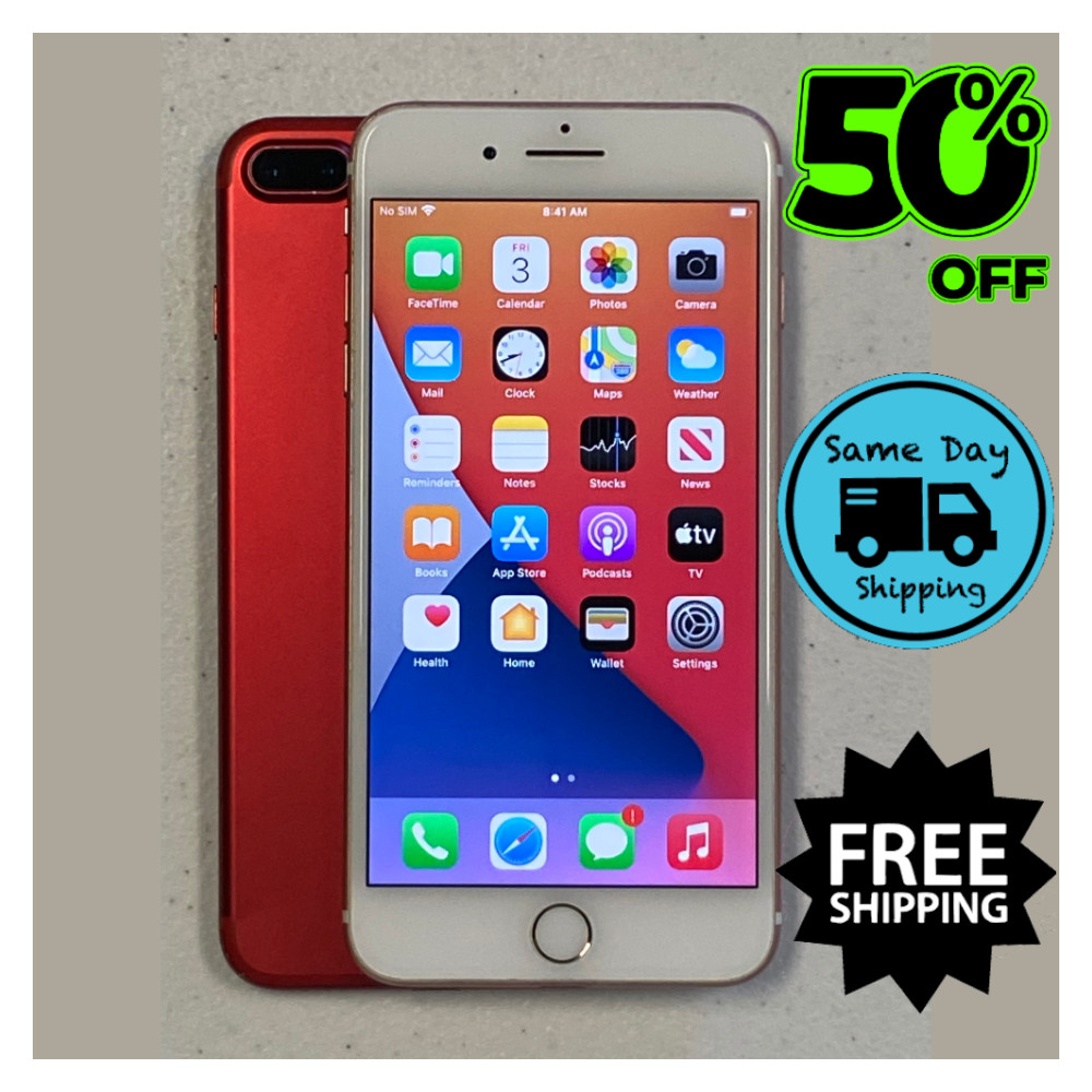 Apple iPhone 7 Plus Fully Unlocked Verizon -Black Red Jet Black- 128GB-32GB