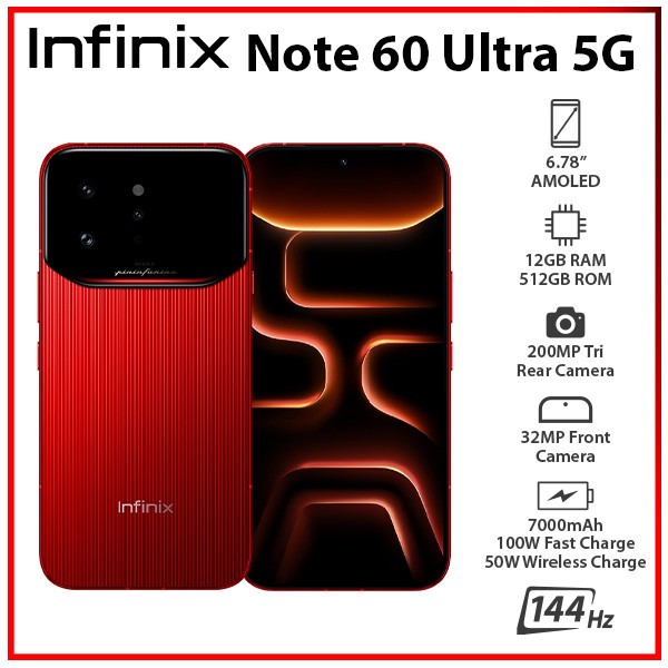 Infinix Note 60 Ultra RED 12GB+512GB Dual SIM Unlocked Android Cell Phone
