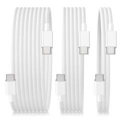 60W USB-C Fast Charger 3-Pack for iPhone 15, 16, 17, iPad 11th Gen, 10FT Cable