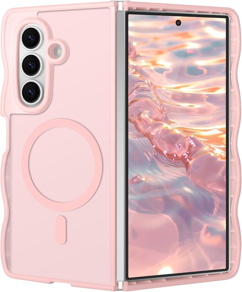 Samsung Galaxy Z Fold7 Case, Curly Wavy Frame Hard Translucent Matte Clear Back