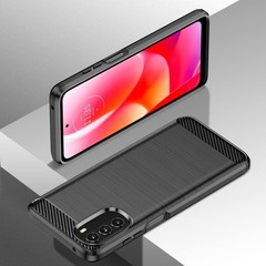 Motorola Moto G 5G 2022 Phone Case, Shockproof Carbon Fiber Jacket, Soft TPU Bla