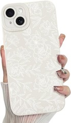 iPhone 14 Case Flower Pattern Rose – White | Cute Floral Soft Slim Phone Cover
