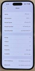 TESTED USED GSM UNLOCKED iPhone 15, 256GB A2846 MTM43LL/A iOS 26.5 (91% BATTERY)