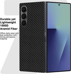 Slim Thin 1500D Carbon Fiber Case for Samsung Galaxy Z Fold 7, Matte Black Gray
