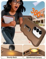 Samsung Galaxy S24 Plus/S25 Plus Case with Stand and Strap, Brown Translucent Co