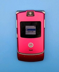 Motorola RAZR V3 Pink/Silver Flip Phone (T-Mobile) WORKS